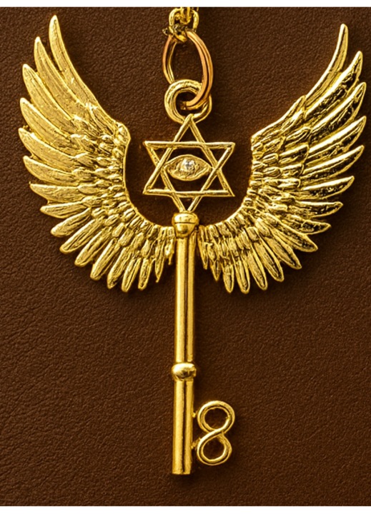 Pandantiv Cheia lui David, ADIS, 3 cm, finisaj auriu/argintiu, aliaj de cupru și zinc