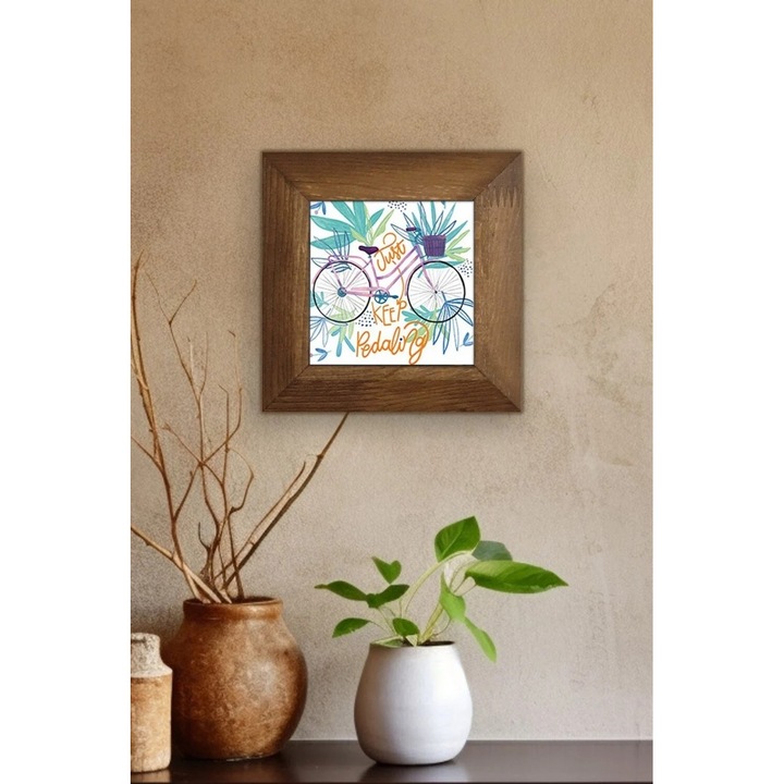 Tablou decorativ Re-Bloom, lemn/ceramica, multicolor, 15, 5 x 15, 5 x 2, 5 cm