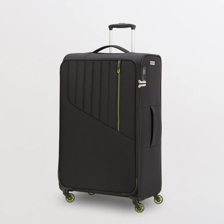 Troler Carpisa Lightness Go, semirigid, 78 x47x29, ultra usor, poliester reciclat, negru