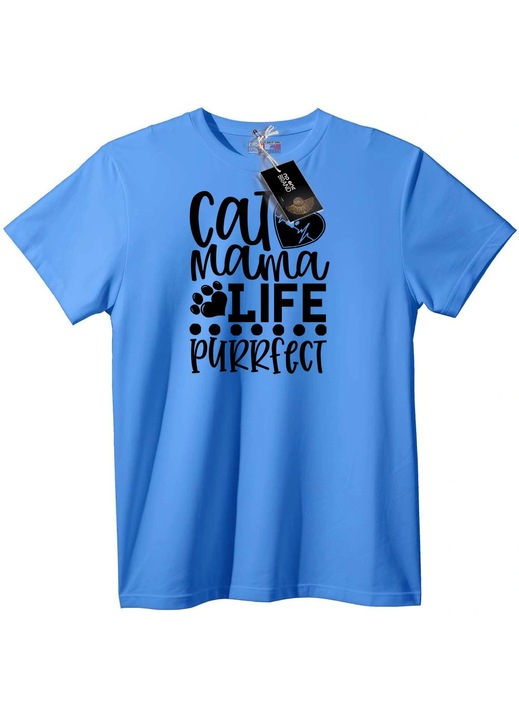 Тениска Животът на Котешка Майка е Перфектен, Светлосин