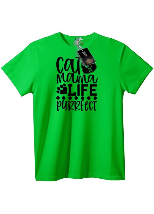 Тениска Животът на Котешка Майка е Перфектен, Светлозелен