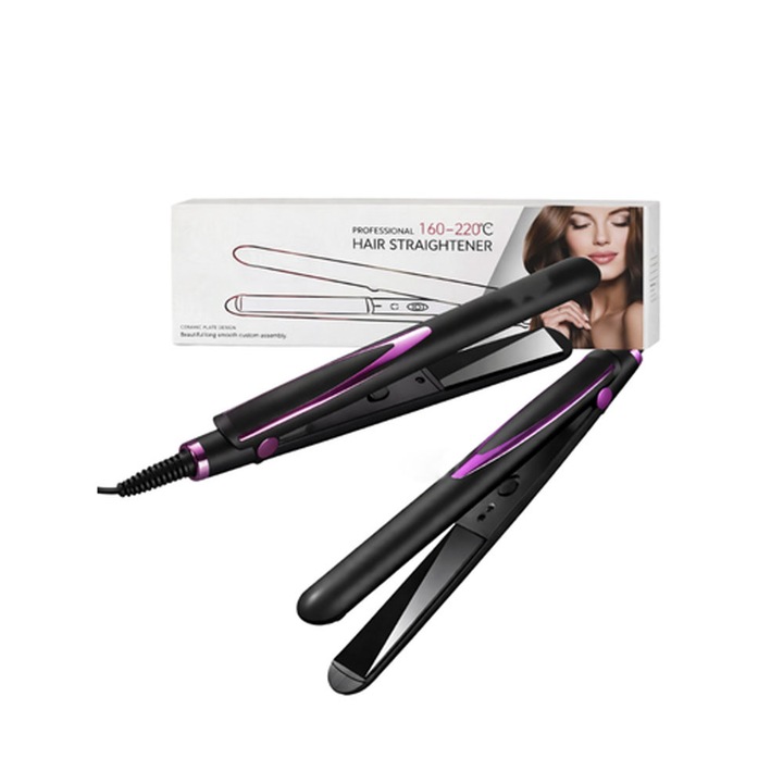 Placa de indreptat parul, reglare temperatura 160-220°C, invelis ceramic, putere 30W, tensiune 220V, dimensiune 2.5 x 10 x 24 cm