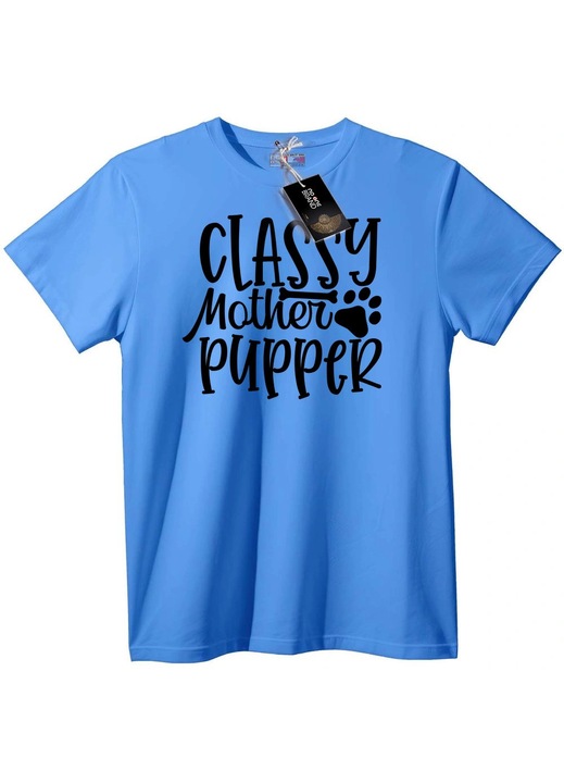 Тениска Елегантна Кучешка Майка, Светлосин