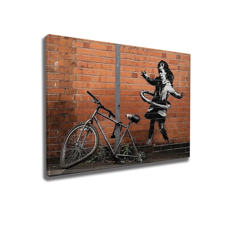 Tablou decorativ Re-Bloom, panza/lemn, maro/gri, 50 x 70 cm