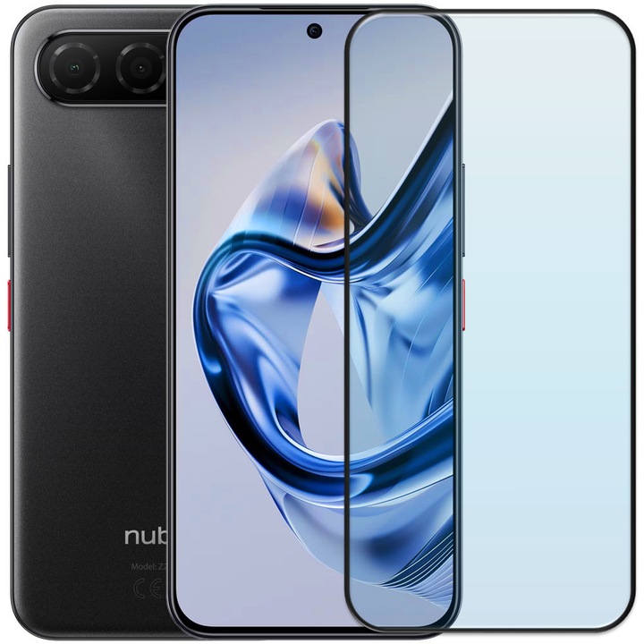 Folie din sticla securizata pentru ZTE Nubia Air, HAMSTERBOX Glass Shield, Protectie completa ecran, Full face, Aplicare rapida, Case Friendly, Transparenta
