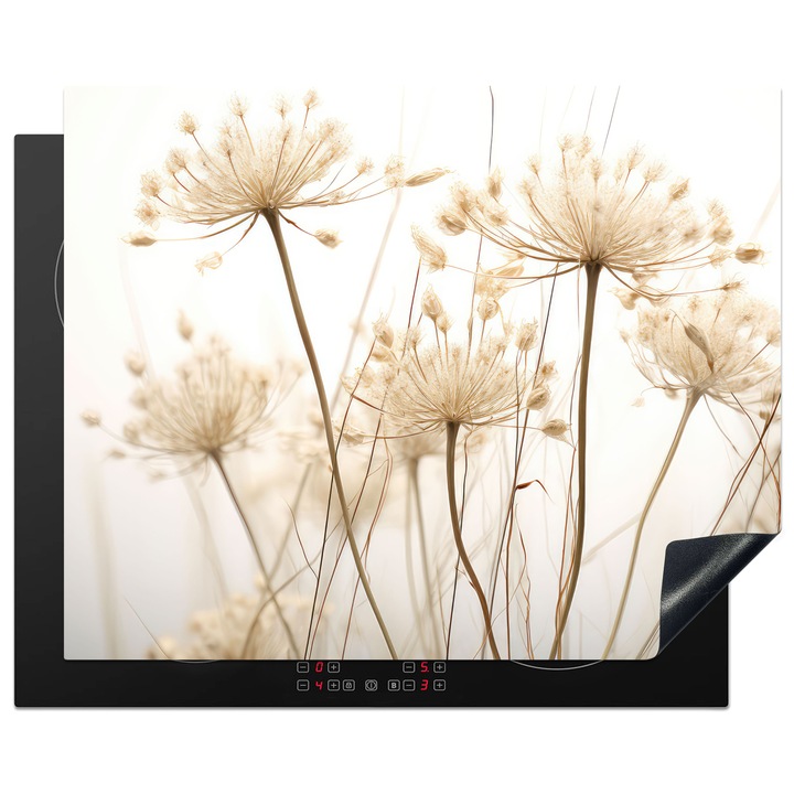 Protectie pentru plita inductie, Protectie aragaz, Acoperitor plita, Antizgarieturi, Decor bucatarie Crem 65x52 cm