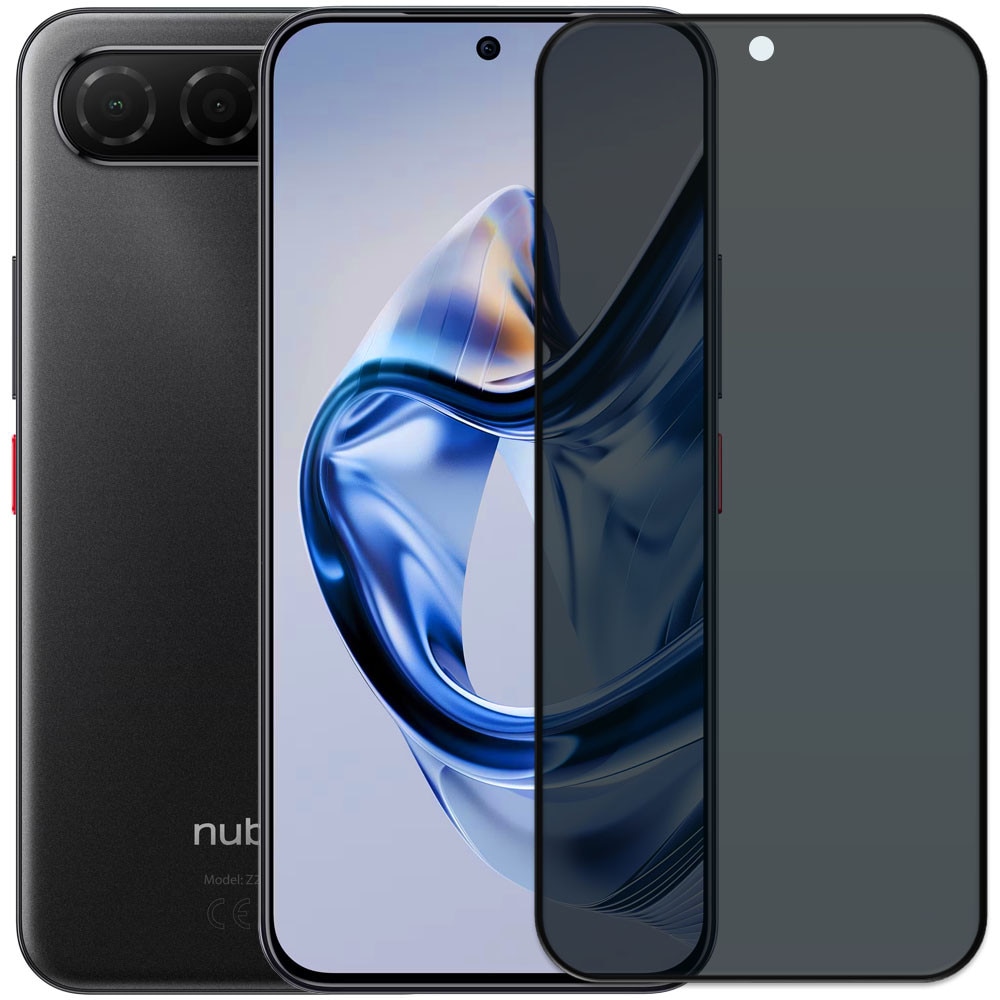 Folie din sticla securizata pentru ZTE Nubia Air, HAMSTERBOX Privacy Shield, Protectie completa ecran, Full face, Aplicare rapida, Case Friendly, Negru