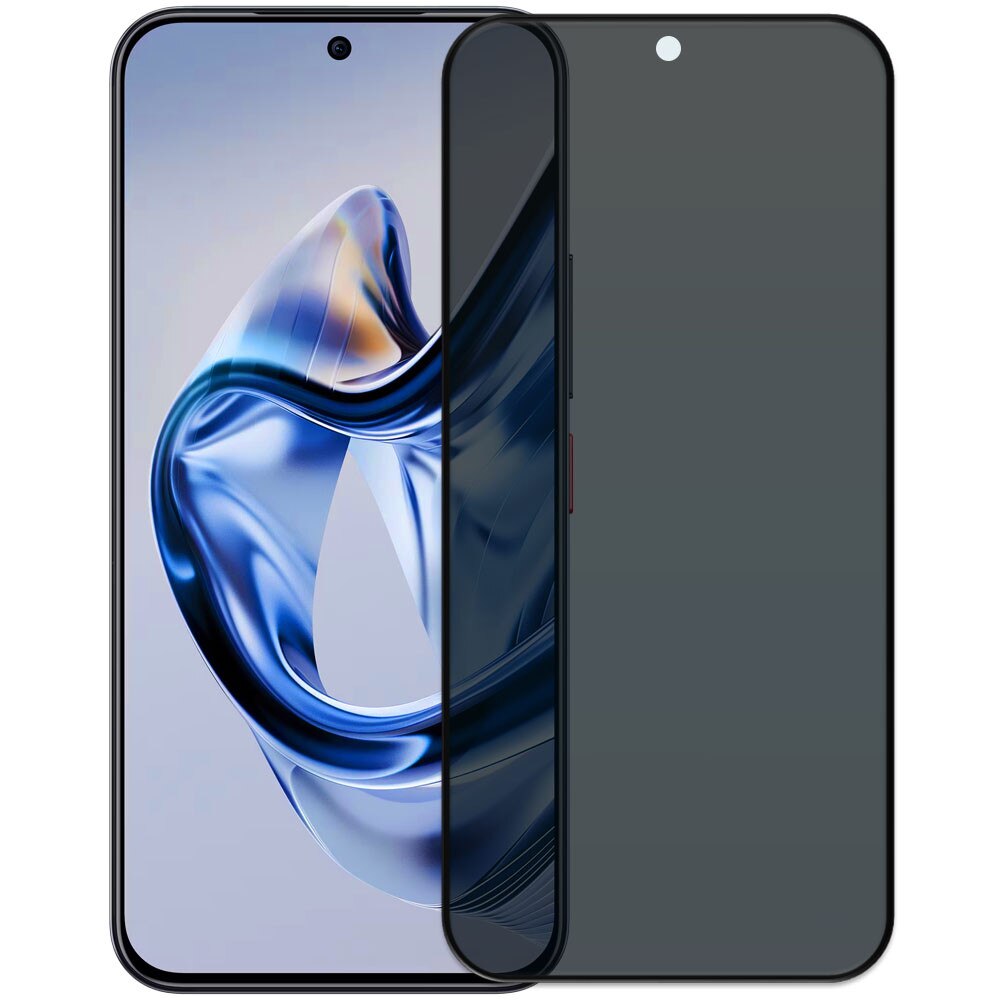 Folie din sticla securizata pentru ZTE Nubia Air, HAMSTERBOX Privacy Shield, Protectie completa ecran, Full face, Aplicare rapida, Case Friendly, Negru