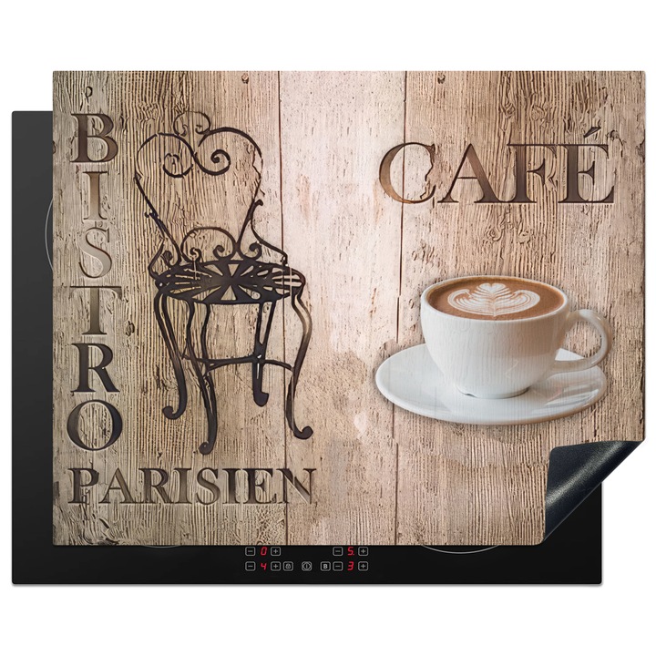 Protectie pentru plita inductie, Protectie aragaz, Acoperitor plita, Antizgarieturi, Decor bucatarie Crem 65x52 cm