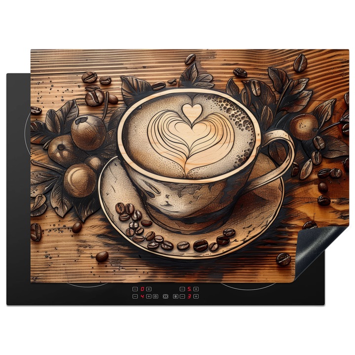 Защита за индукционен плот, Защита за готварска печка, Капак за плот, Против надраскване, Декор за кухня Кремав 71x52 см