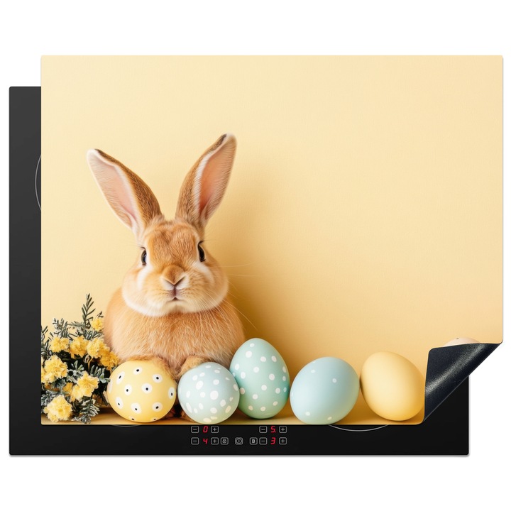 Защита за индукционен плот, Защита за готварска печка, Капак за плот, Против надраскване, Декор за кухня Светло жълт 65x52 см