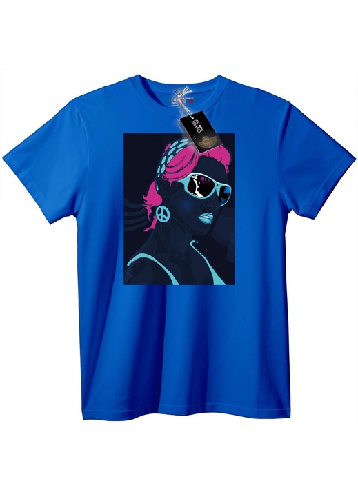 Póló neon békejel, Kék