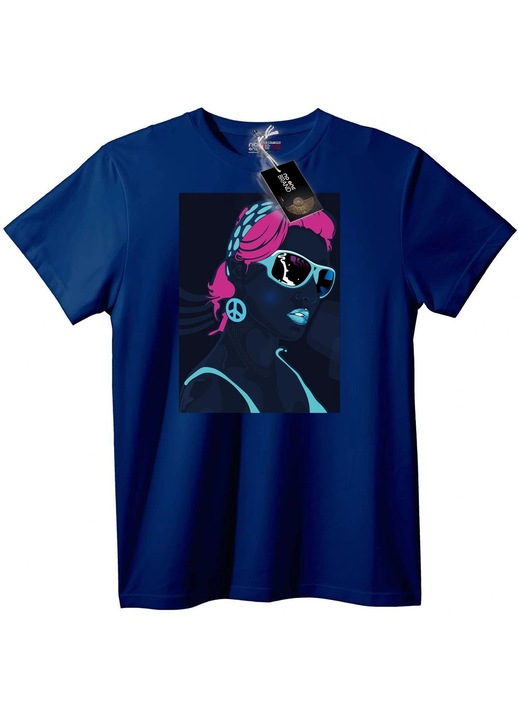 Póló neon békejel, Tengerészkék