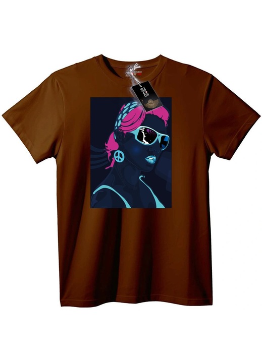 Póló neon békejel, Barna