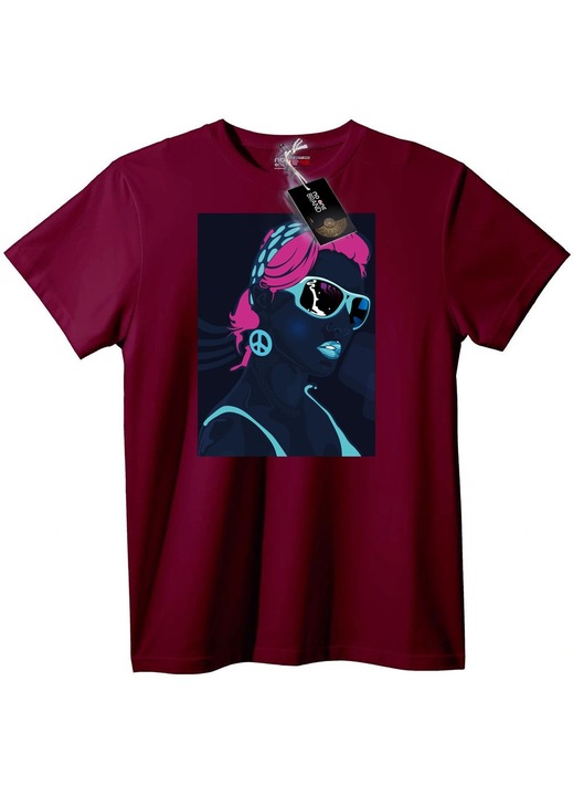 Póló neon békejel, Bordó