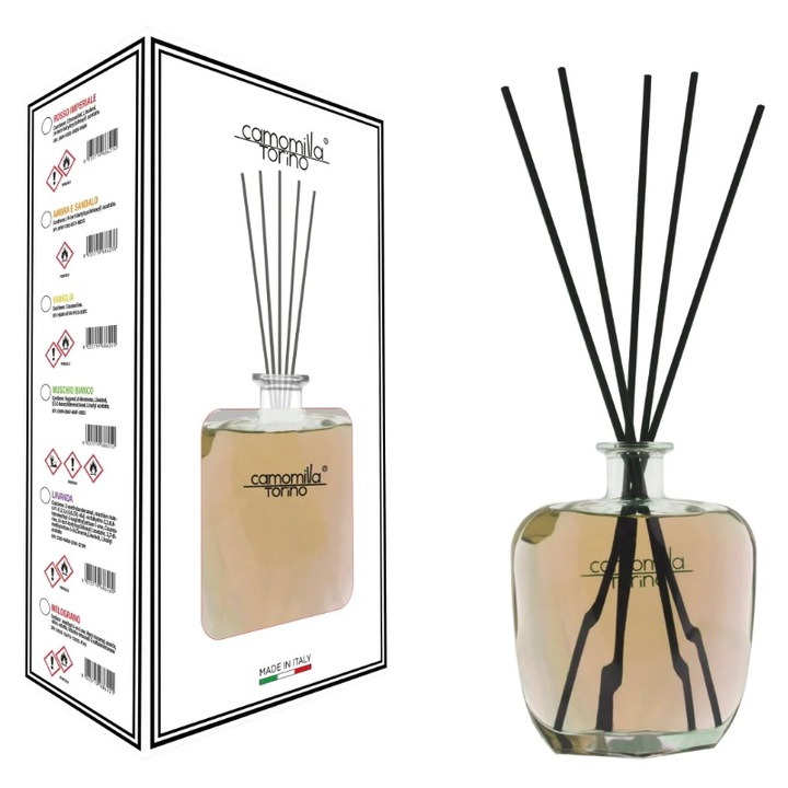 Odorizant cameră Camomilla Torino, Mosc Alb, 700ml, design elegant, parfum persistent