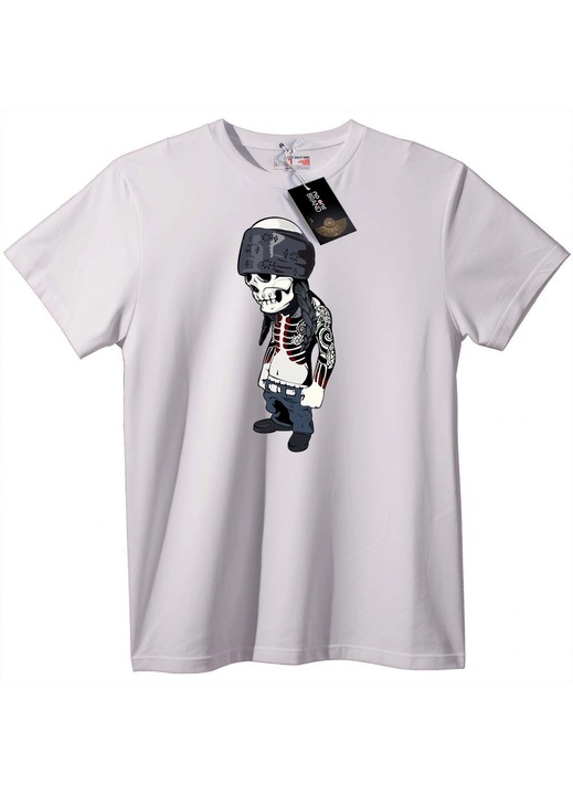 Koponya Bandanával Póló, Fehér, 6XL