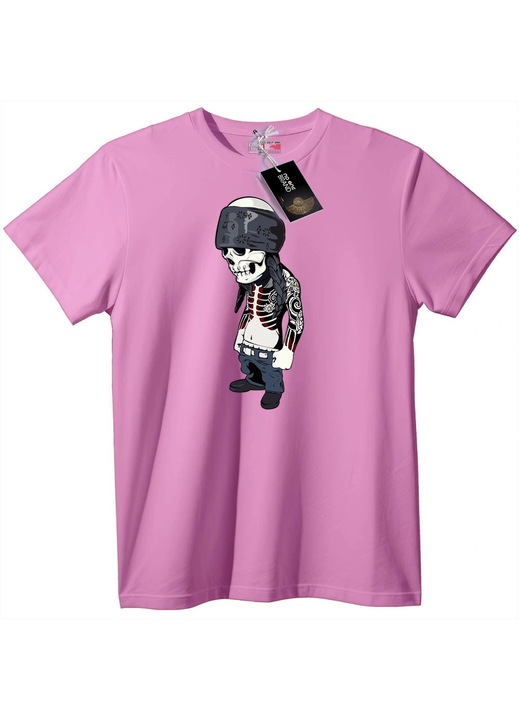 Póló koponya bandanával, rózsaszín, XXS
