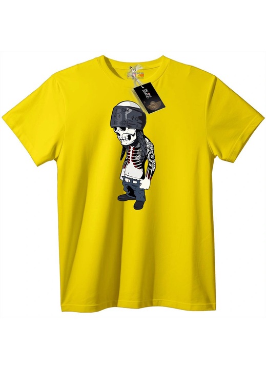 Póló koponya bandanával, sárga, 2XL