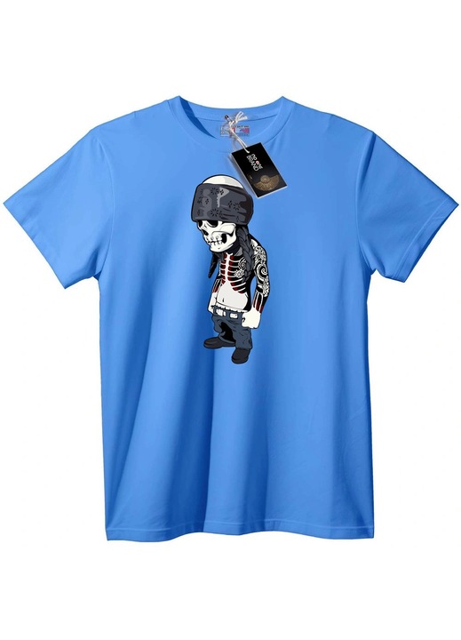 Póló koponya bandanával, világoskék, 7XL