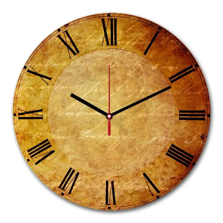 Ceas decorativ de perete Karll Re-Bloom, MDF, maro/negru, 30x30cm