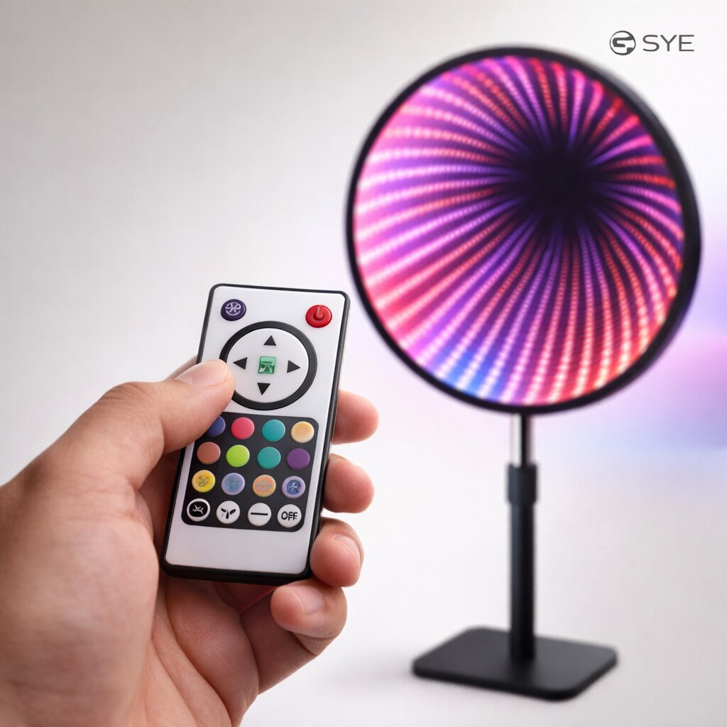 Oglindă cu LED s-Eye, efect tunel infinit 3D, iluminare RGB
