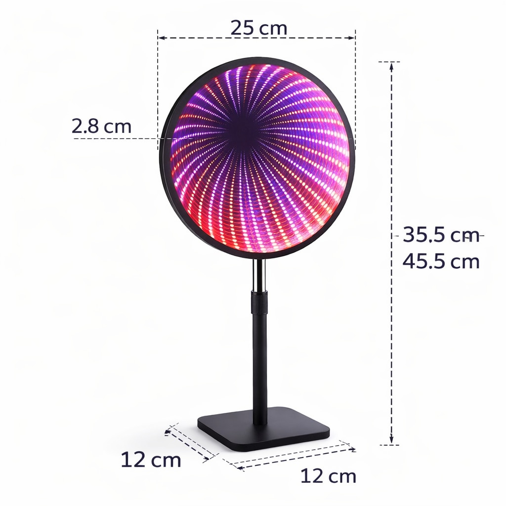 Oglindă cu LED s-Eye, efect tunel infinit 3D, iluminare RGB