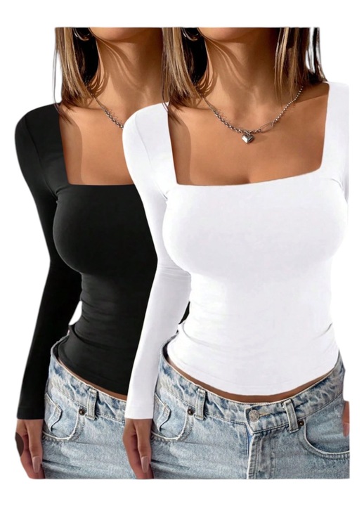 Bluza dama, set 2 buc, alb, marimea S