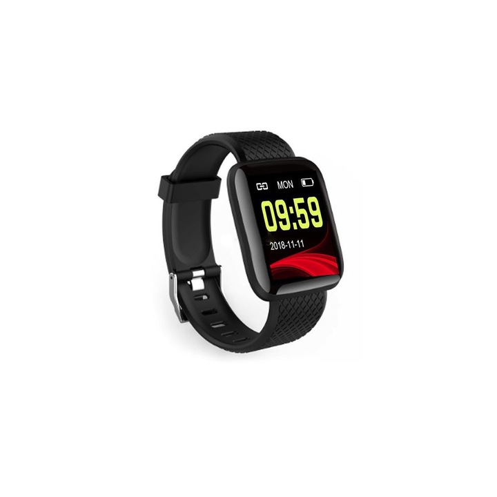 Bratara fitness 119S Plus Black-Red, smart band, monitorizare puls, Bluetooth 4.0, display 1.3 inch, port USB, rezistenta la stropire