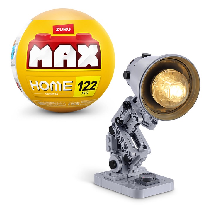 Set de construcție ZURU MAX Home S1, lampă de masă, 122 piese, ambalat în capsulă surpriză