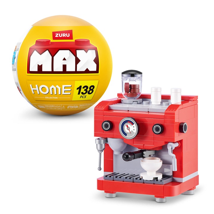 Set de construcție MAX Home S1, aparat de cafea, 138 piese, capsulă surpriză, Zuru