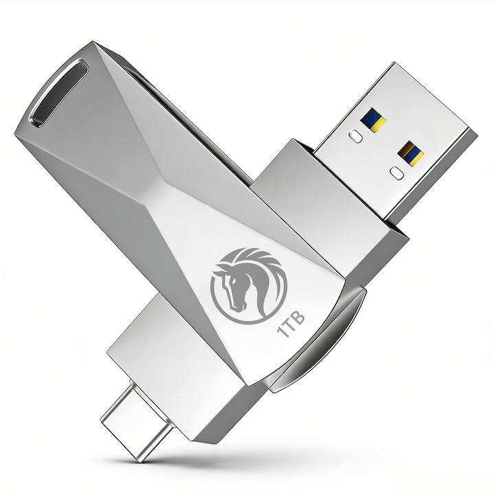 USB pendrive 1TB, fém, ezüst, USB 3.0, 100MB/s átviteli sebesség