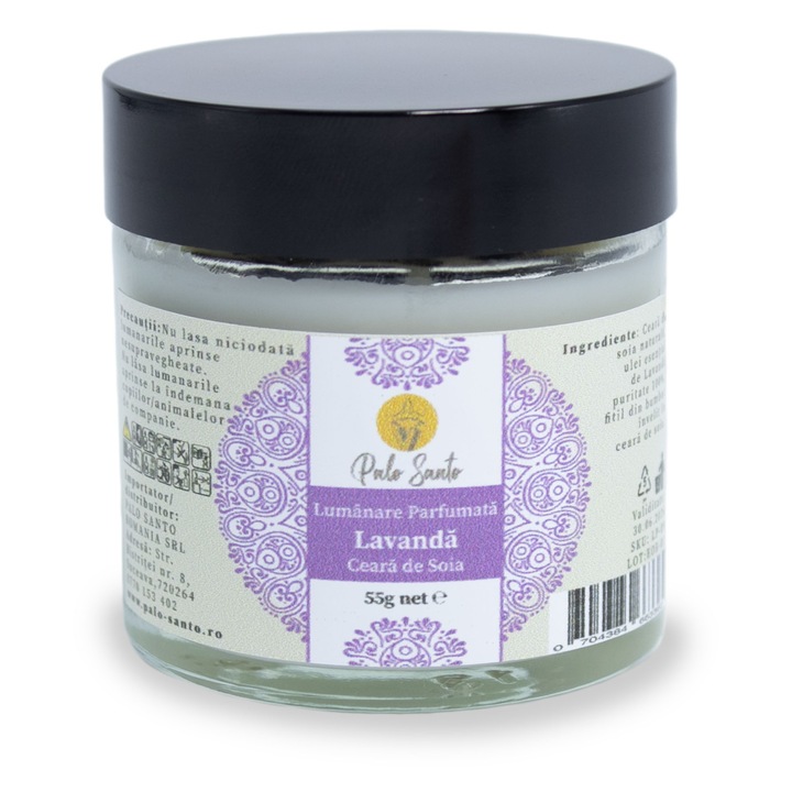 Lumanare Soia si ulei esential de Lavanda: Odihna si Relaxare