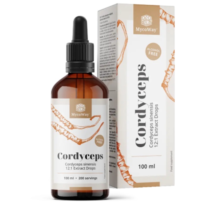 Extract de Cordyceps Myco Nutri, picături 100ml, pentru vitalitate, absorbție rapidă