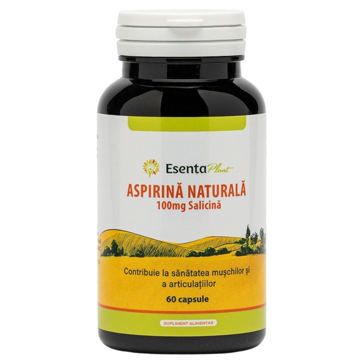 Aspirină naturală, Esenta Plant, 100 mg, 60 capsule, protejează mucoasele, susține sănătatea respiratorie