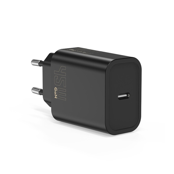 Univerzális töltő 45W, 1 Type-C port, PD gyorstöltés, fekete