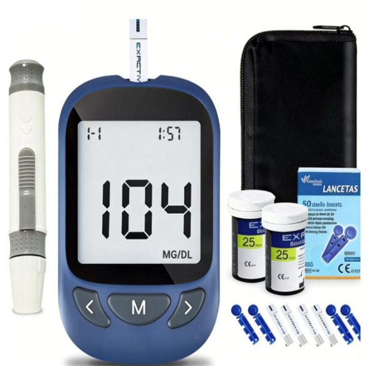 Glucometru portabil Code Free, 50 benzi de testare, 50 ace, display digital LCD, utilizare casnică