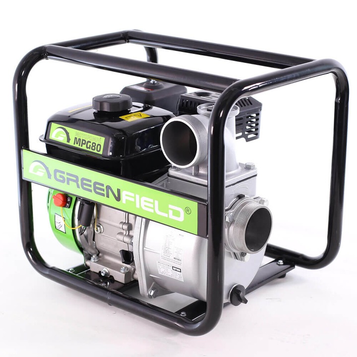 Motopompa 3" pentru apa curata Greenfield MPG50, maxim 63 m³/ora, inaltime refulare maxim 30 m, motor euro V, benzina, putere 7 CP