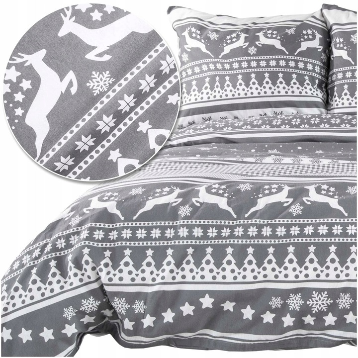 Set lenjerie de pat, Darymex, flanel 140x200cm, 1x perna 70x80cm, multicolor