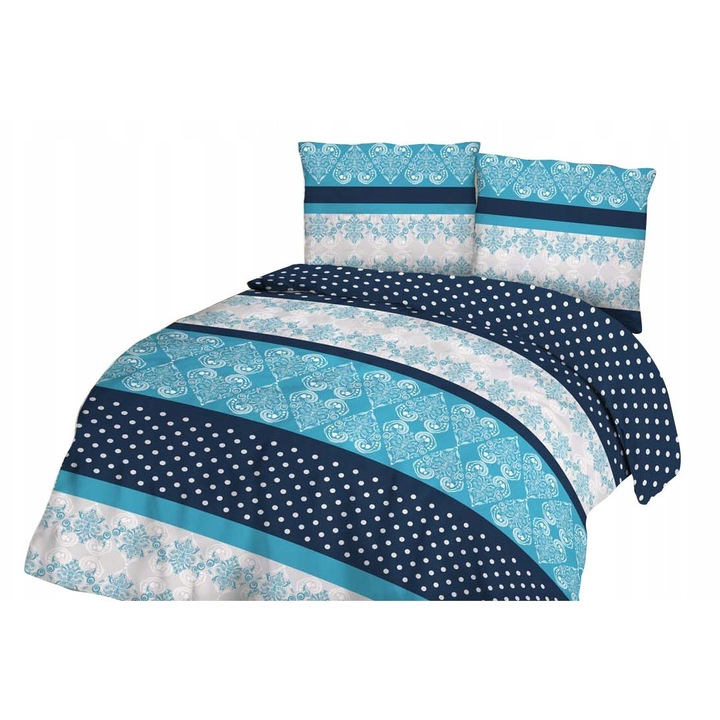 Lenjerie de pat set SATYNA 100% bumbac 220x200cm + 2x perne 70x80cm, multicolor, Darymex