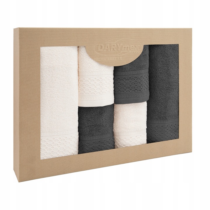 Set prosoape din bumbac Darymex, 6 bucati, 30x50 cm, 50x90 cm, 70x140 cm, eco cutie, certificat OEKO-TEX 100