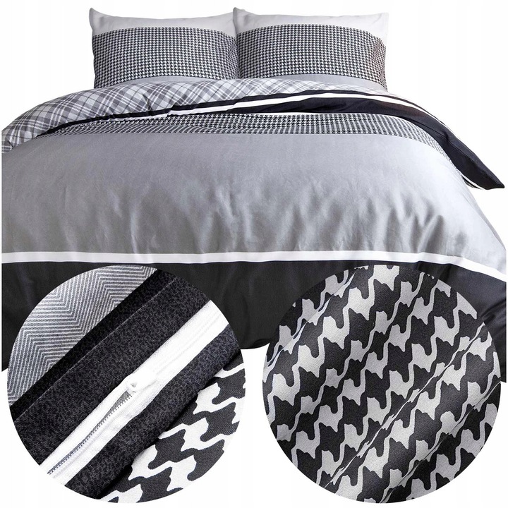 Lenjerie de pat set Darymex Satynlove 100% bumbac 220x200cm + 2x 70x80cm, cu fermoar, multicolor