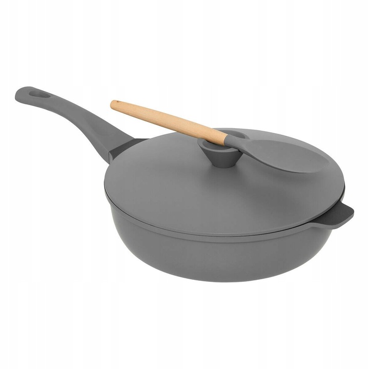 Tigaie cu capac si cos de abur, set 4 piese, 5five Simply Smart, aluminiu, gri, 53x12,5cm, diametru 30cm