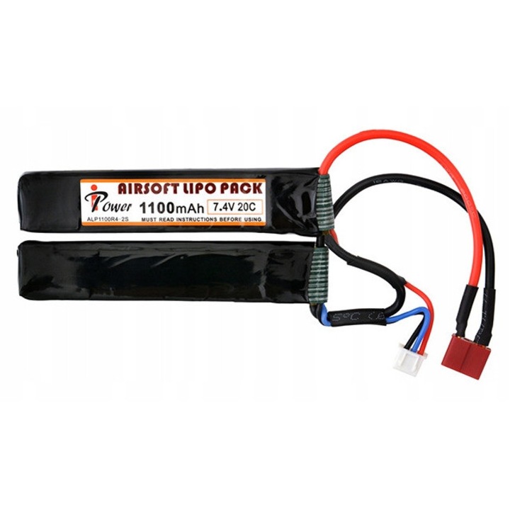 Acumulator LiPo 7,4V 1100mAh T-connector, iPower, 110x18x5mm