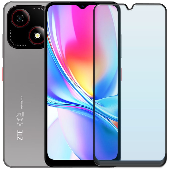 Folie din sticla securizata pentru ZTE Blade A35e, HAMSTERBOX Glass Shield, Protectie completa ecran, Full face, Aplicare rapida, Case Friendly, Transparenta
