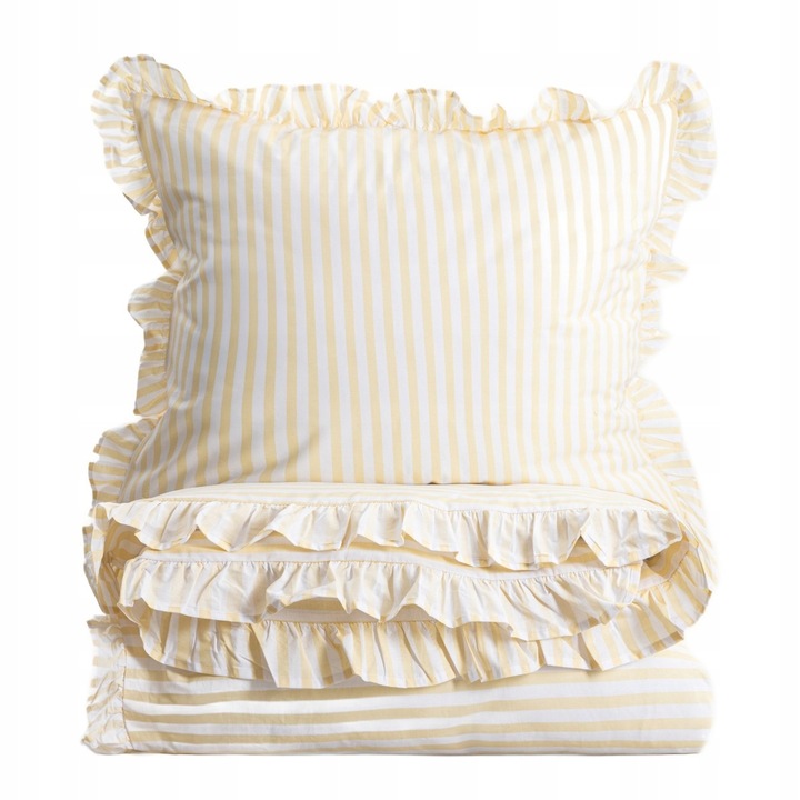 Lenjerie de pat Homla, Posciel TRUDY, bumbac, dungi galbene, 140x200cm, 70x80cm