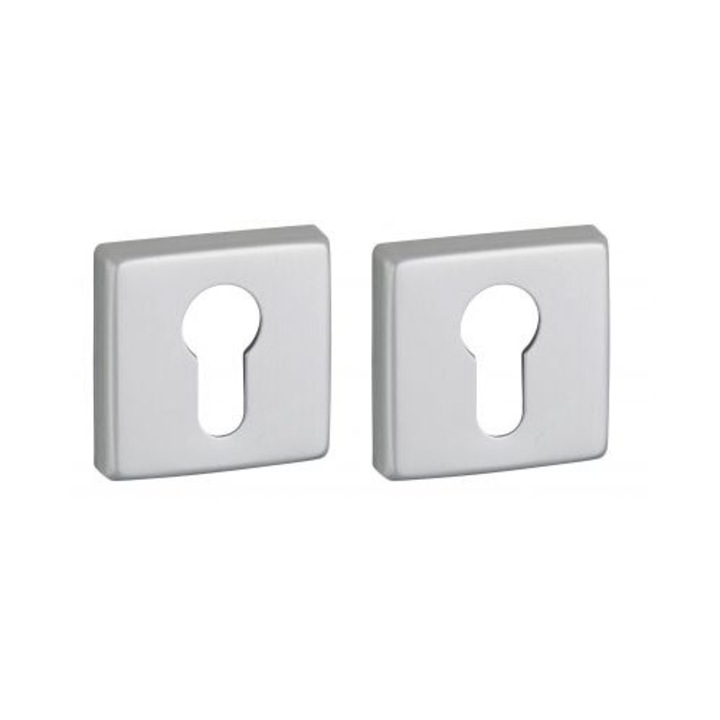 Pereche de rozete VELES 50x50 mm, argintii, accesorii pentru cilindru