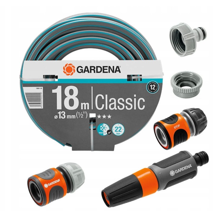 Gardena Classic kerti tömlő 1/2" 18M, csatlakozókkal