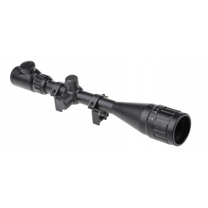 Оптика 6-24x50 Theta Optics, метал, червена/зелена подсветка, пълен комплект с монтаж RIS и защити за стъклото