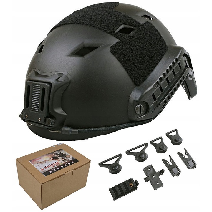 Fast BJ sisak, Ultimate Tactical, fekete, 500g, rögzítősínnel és állítható rögzítőrendszerrel
